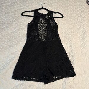 Chic Black Lace Shorts with Floral Design